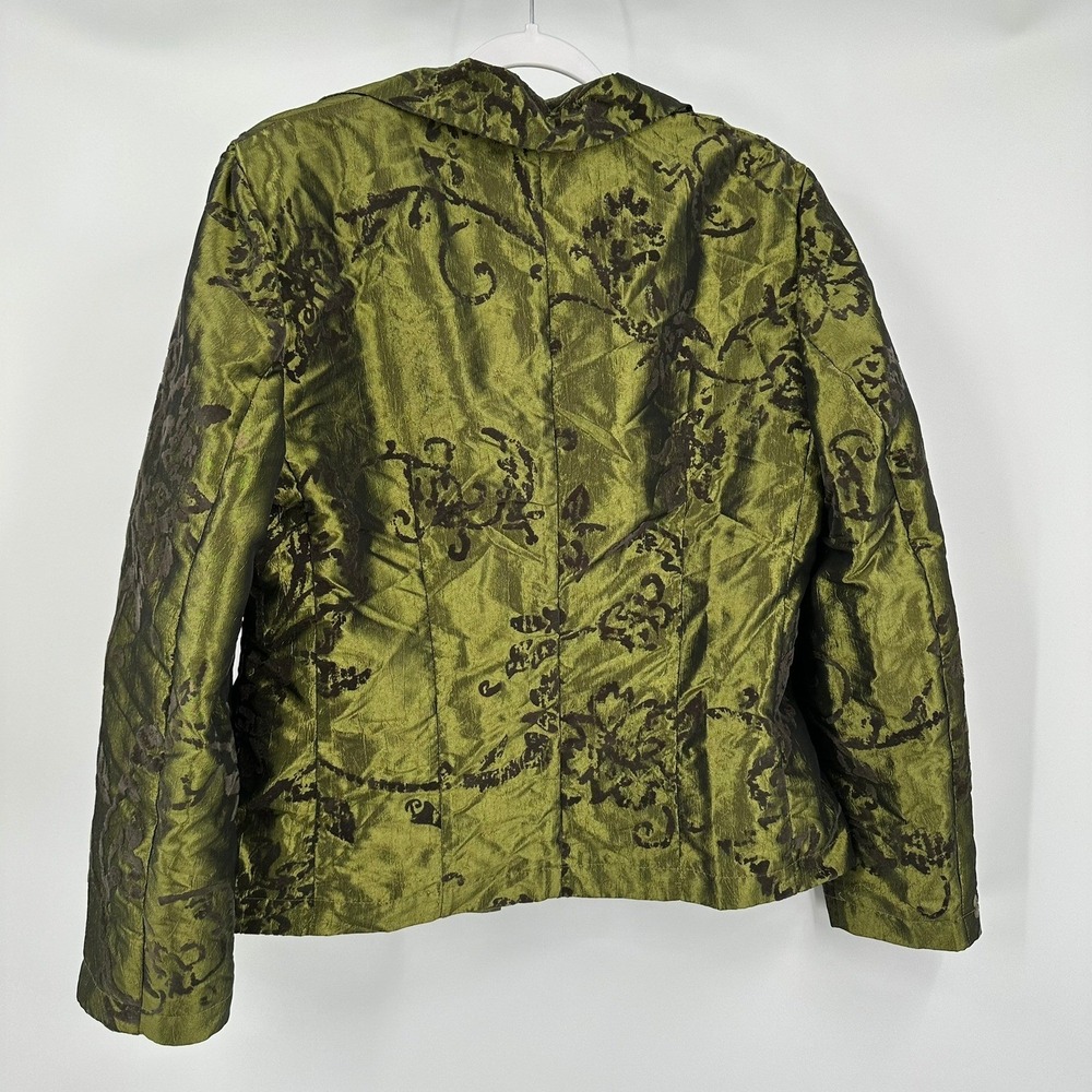 Womens Boho Floral Burnout Blazer Size 10 Jacket Metallic Iridescent Evening - Picture 2 of 7